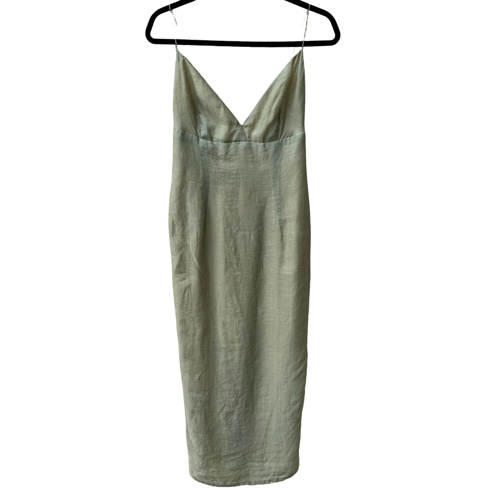 Kathryn Dianos Vintage‎ 90s Silk Ramie Minimalist Coastal Midi Sheath Dress XS